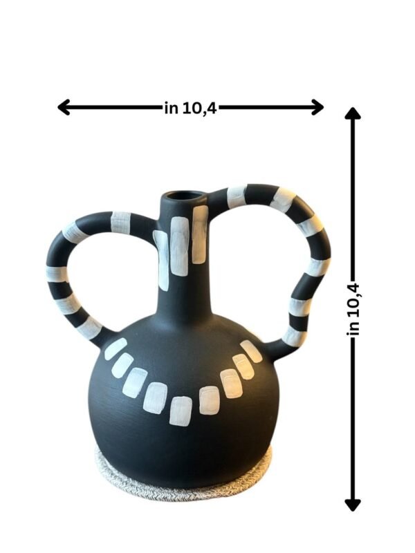 Creative ceramic vase Black and white wave dot spots abstract irregular ceramic crafts handle Flower vase Home Decoration