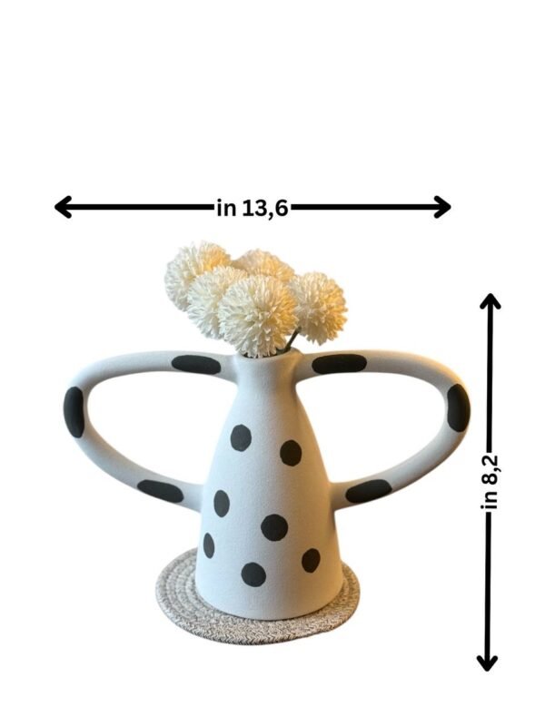 Creative ceramic vase Black and white wave dot spots abstract irregular ceramic crafts handle Flower vase Home Decoration
