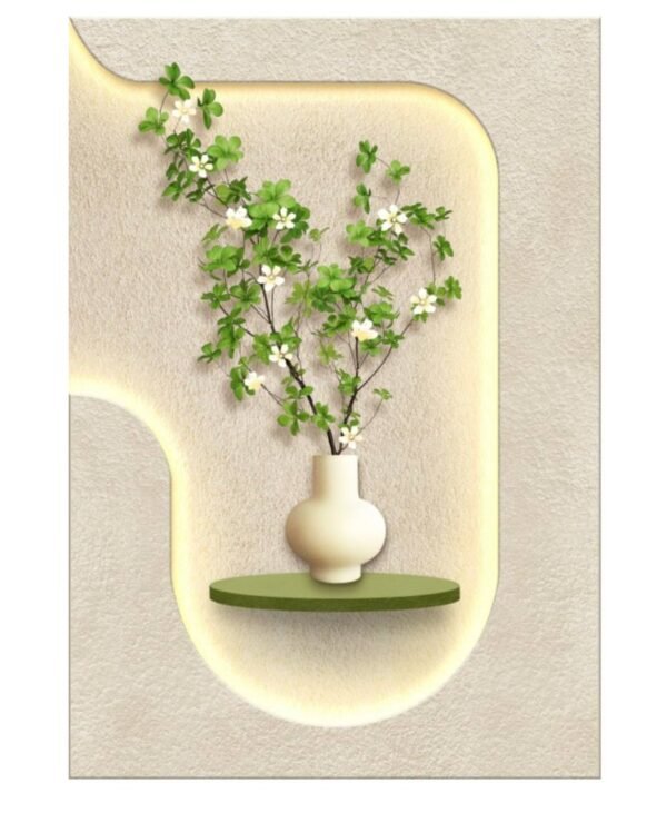 "Modern Glow: Illuminated Wall Art with Natural Accents"