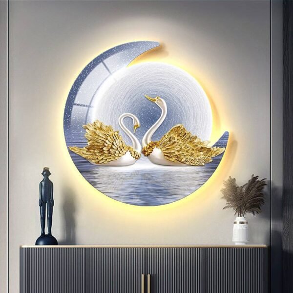 Elegant Swan Wall Art with Golden Accents
