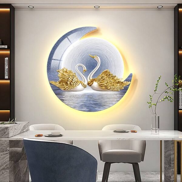 Elegant Swan Wall Art with Golden Accents