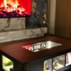 Luxury Modern Coffee Table with LED Display Shelves & Glass Top – Elegant Living Room Centerpiece